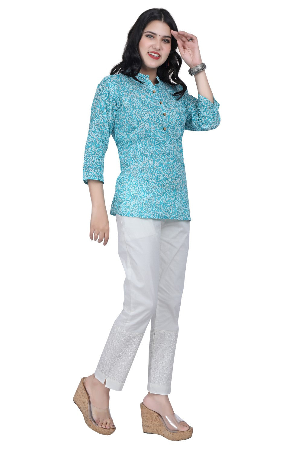 Meniki's Regular Straight Fit Pants with Broad Chikankaari Lace