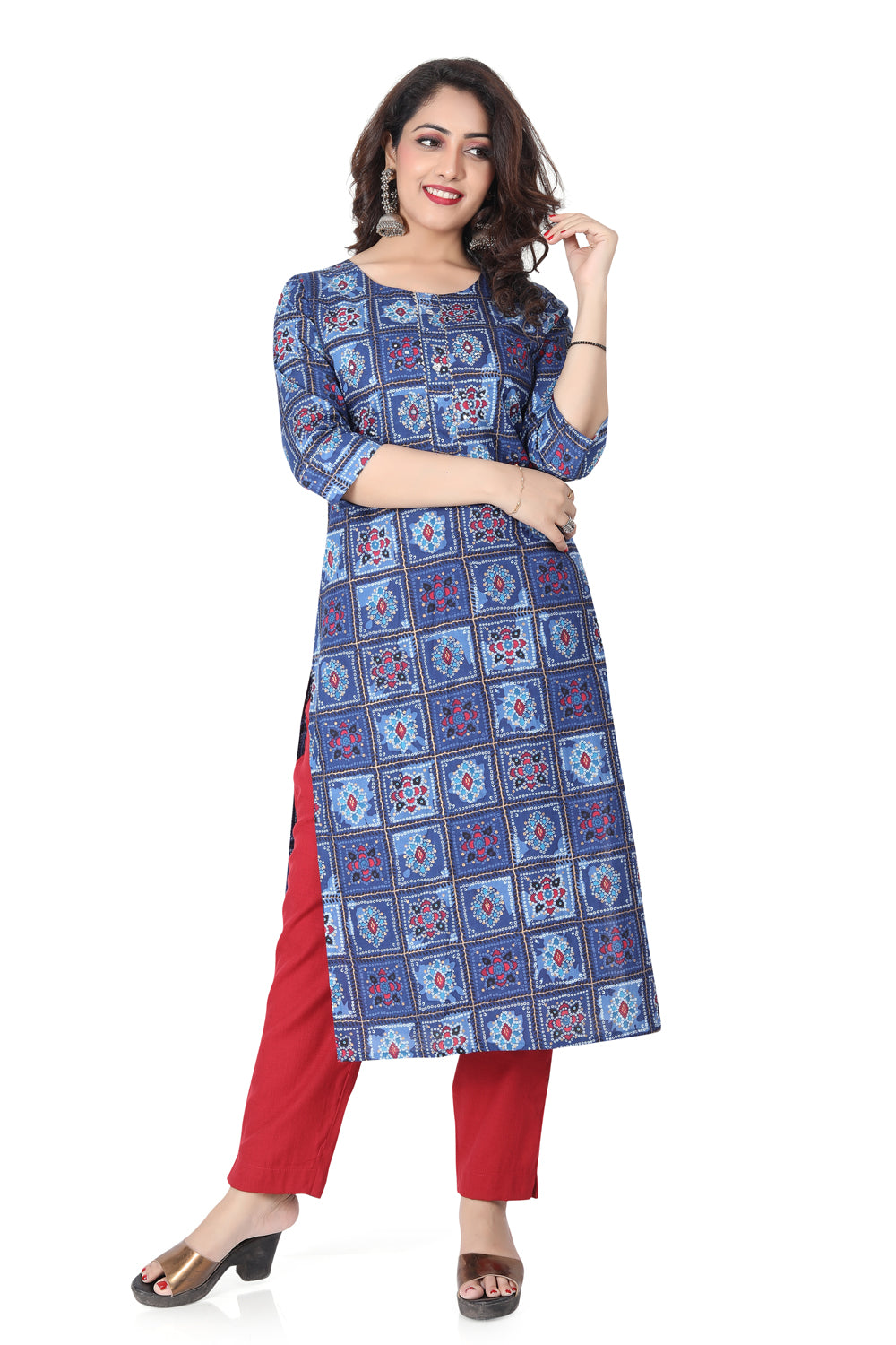 Meniki Women's Bandhani Print Multi Color Kurti