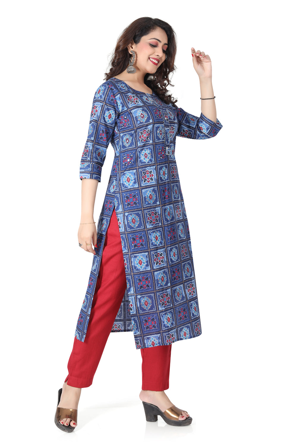 Meniki Women's Bandhani Print Multi Color Kurti