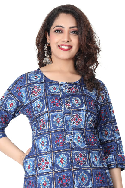 Meniki Women's Bandhani Print Multi Color Kurti