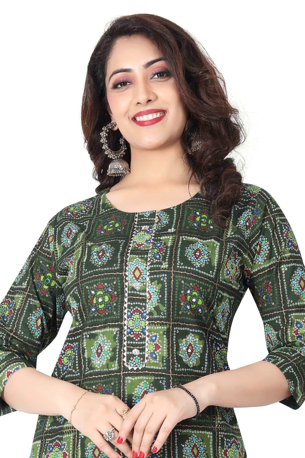 Meniki Women's Bandhani Print Multi Color Kurti