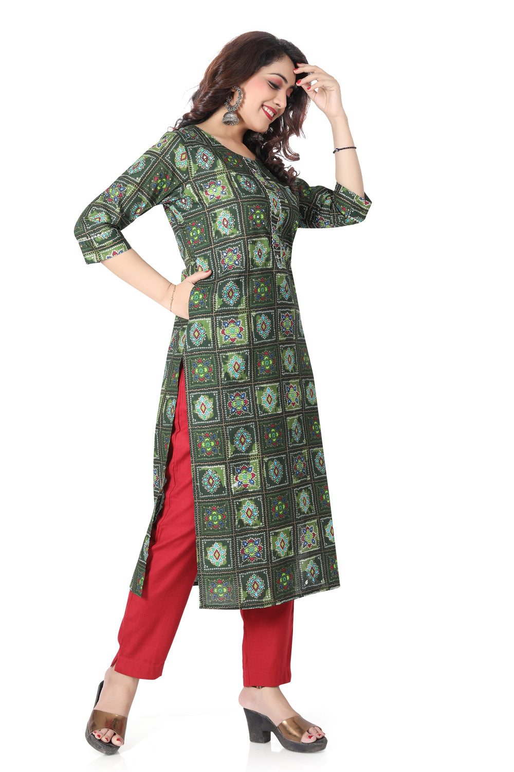 Meniki Women's Bandhani Print Multi Color Kurti