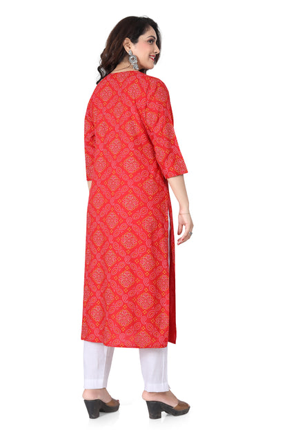 Meniki Women's Red Bandhani Print