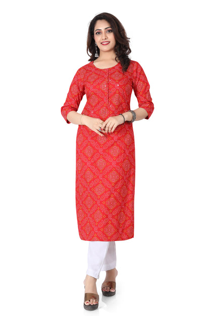 Meniki Women's Red Bandhani Print