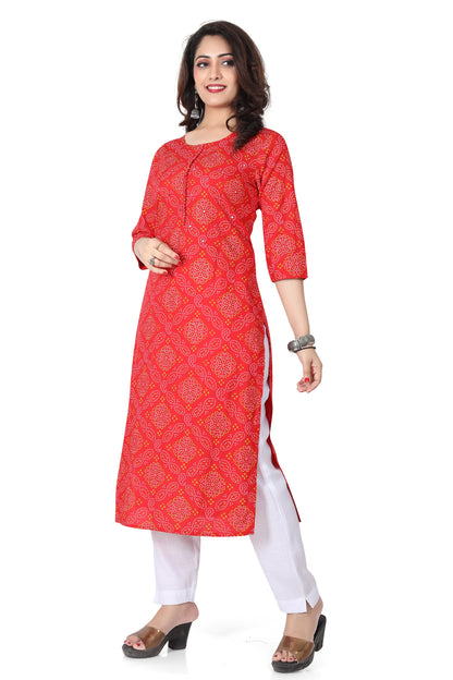 Meniki Women's Red Bandhani Print