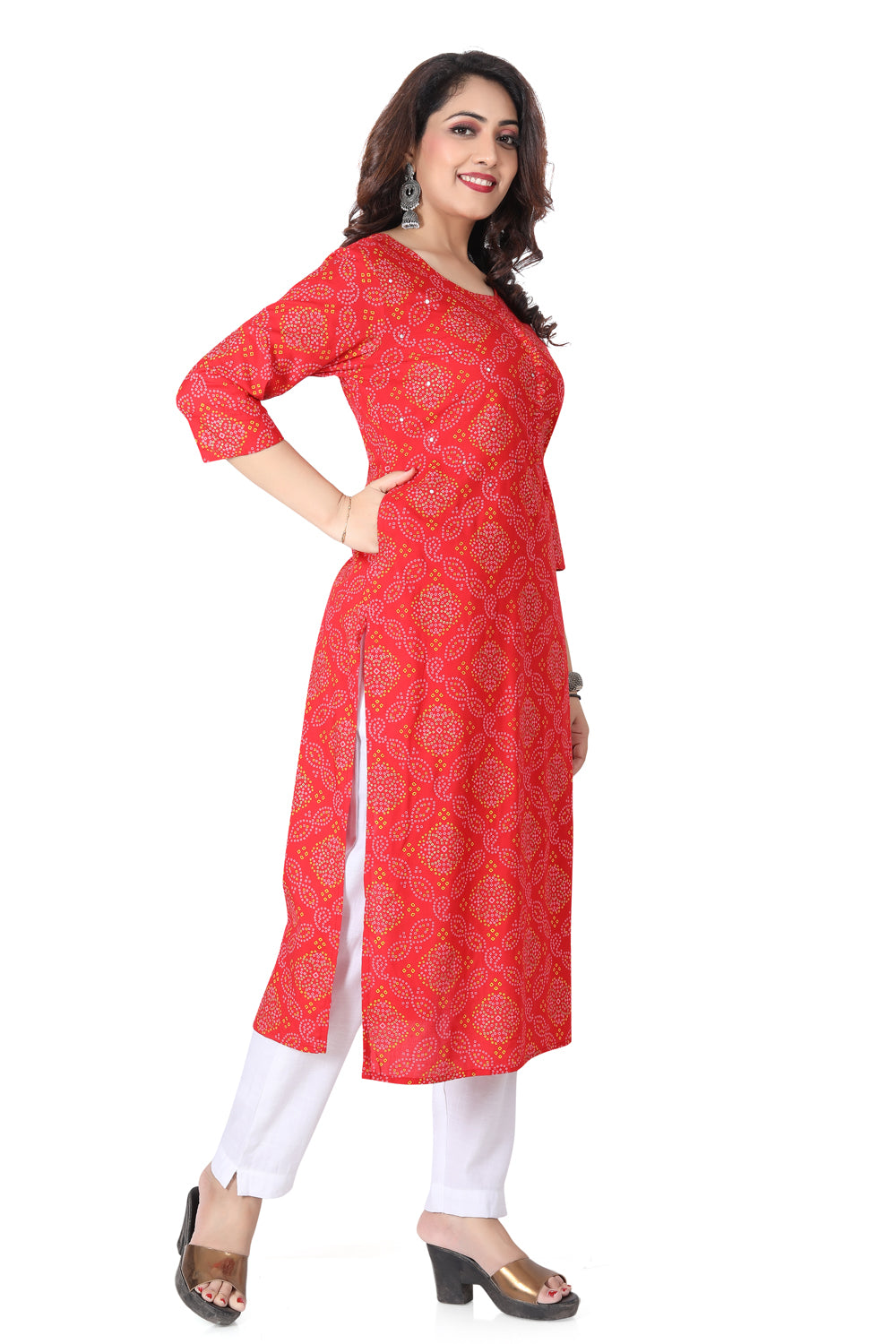 Meniki Women's Red Bandhani Print