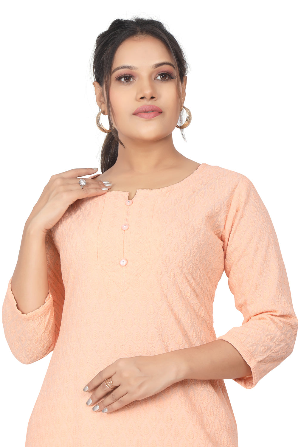 Meniki Women's Chikankari Embroidered Cotton Kurti