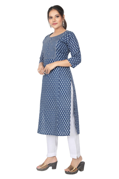 Meniki Women's Printed Violet Blue Kurti