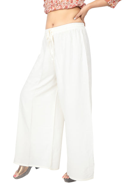 Meniki Women's Relaxed Fit Palazzos With A Drawstring