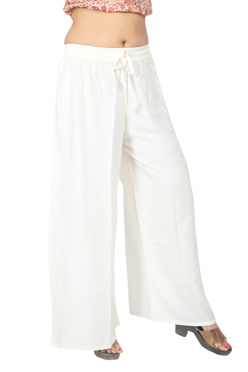 Meniki Women's Relaxed Fit Palazzos With A Drawstring