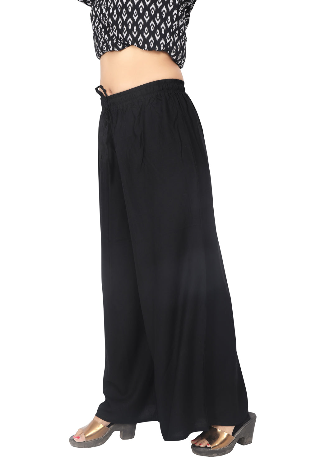 Meniki Women's Relaxed Fit Palazzos With A Drawstring