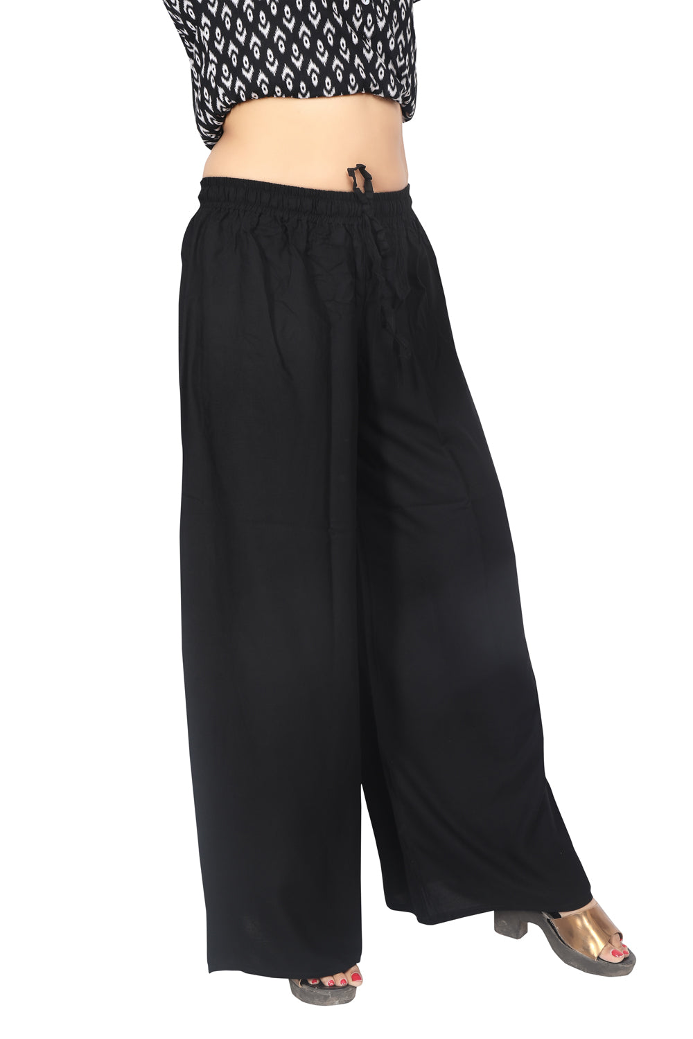 Meniki Women's Relaxed Fit Palazzos With A Drawstring