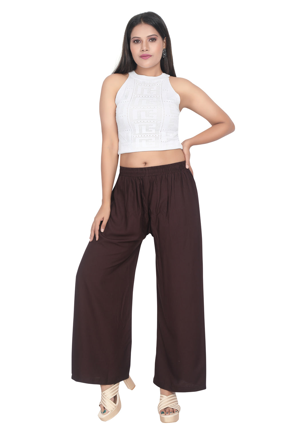 Meniki Women's Relaxed Fit Palazzos Without Drawstring