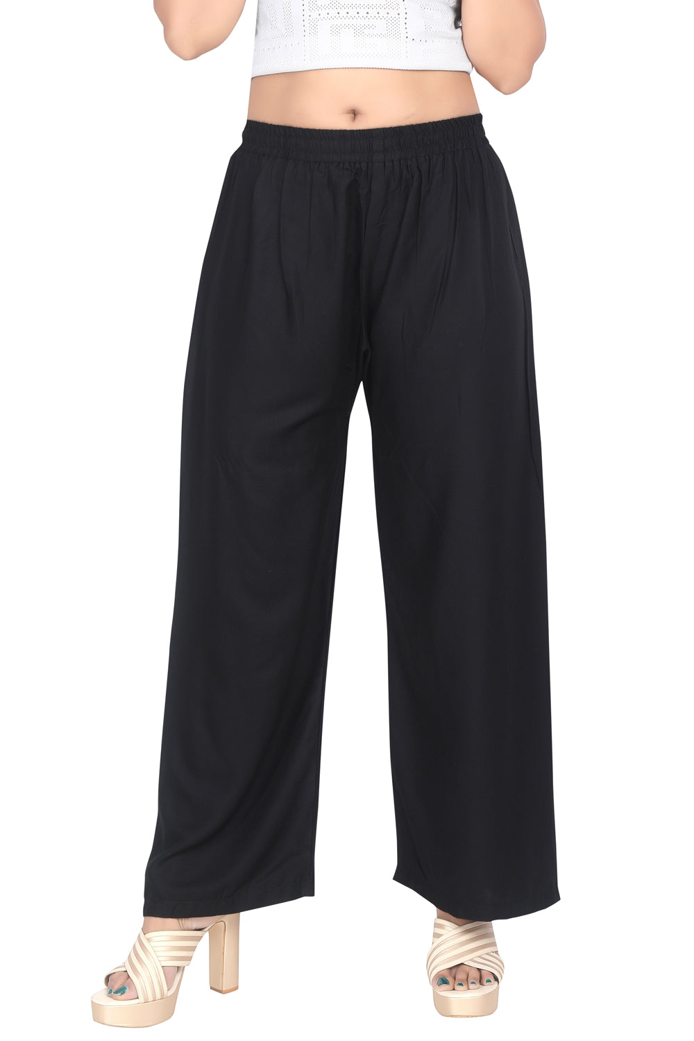 Meniki Women's Relaxed Fit Palazzos Without Drawstring