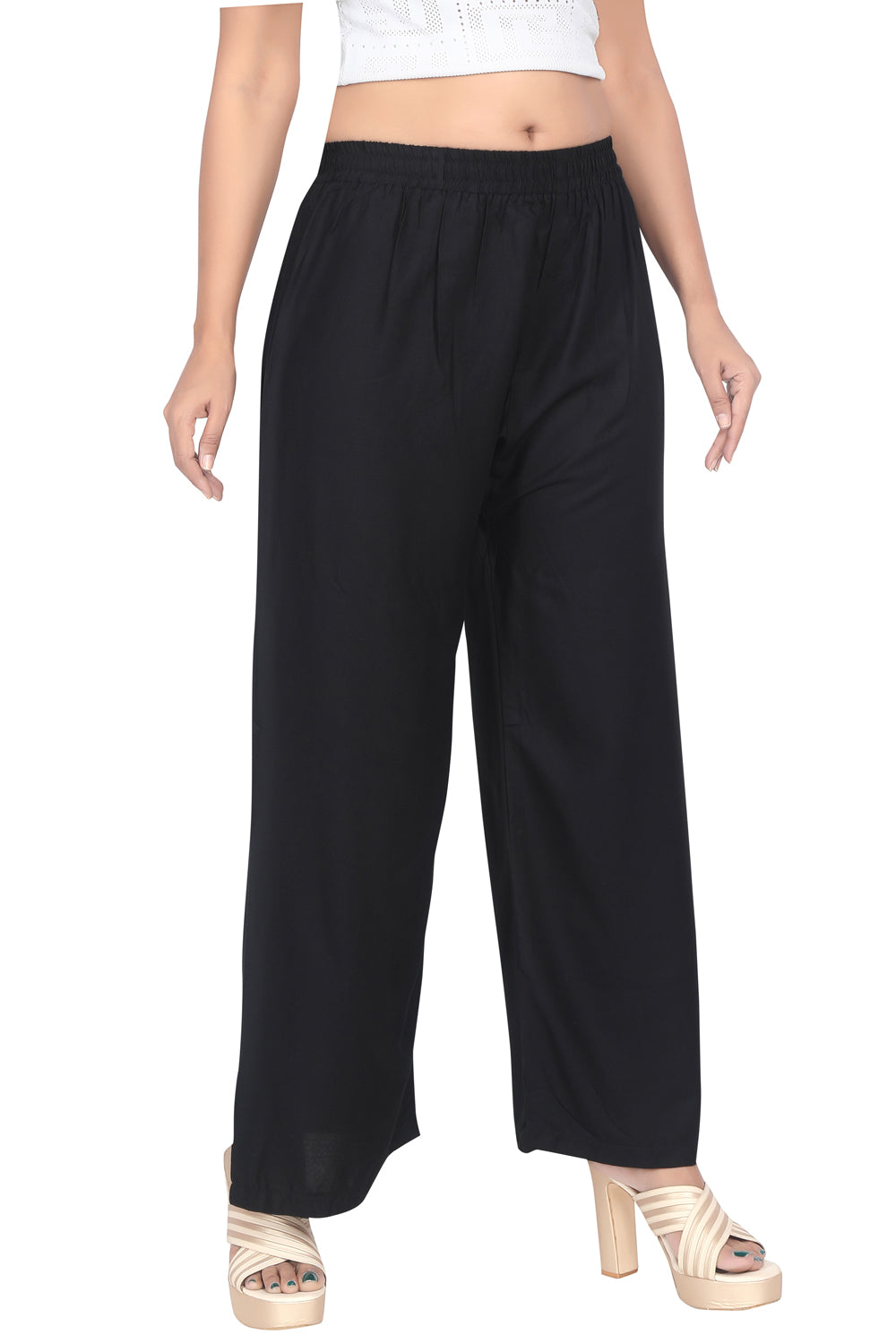 Meniki Women's Relaxed Fit Palazzos Without Drawstring