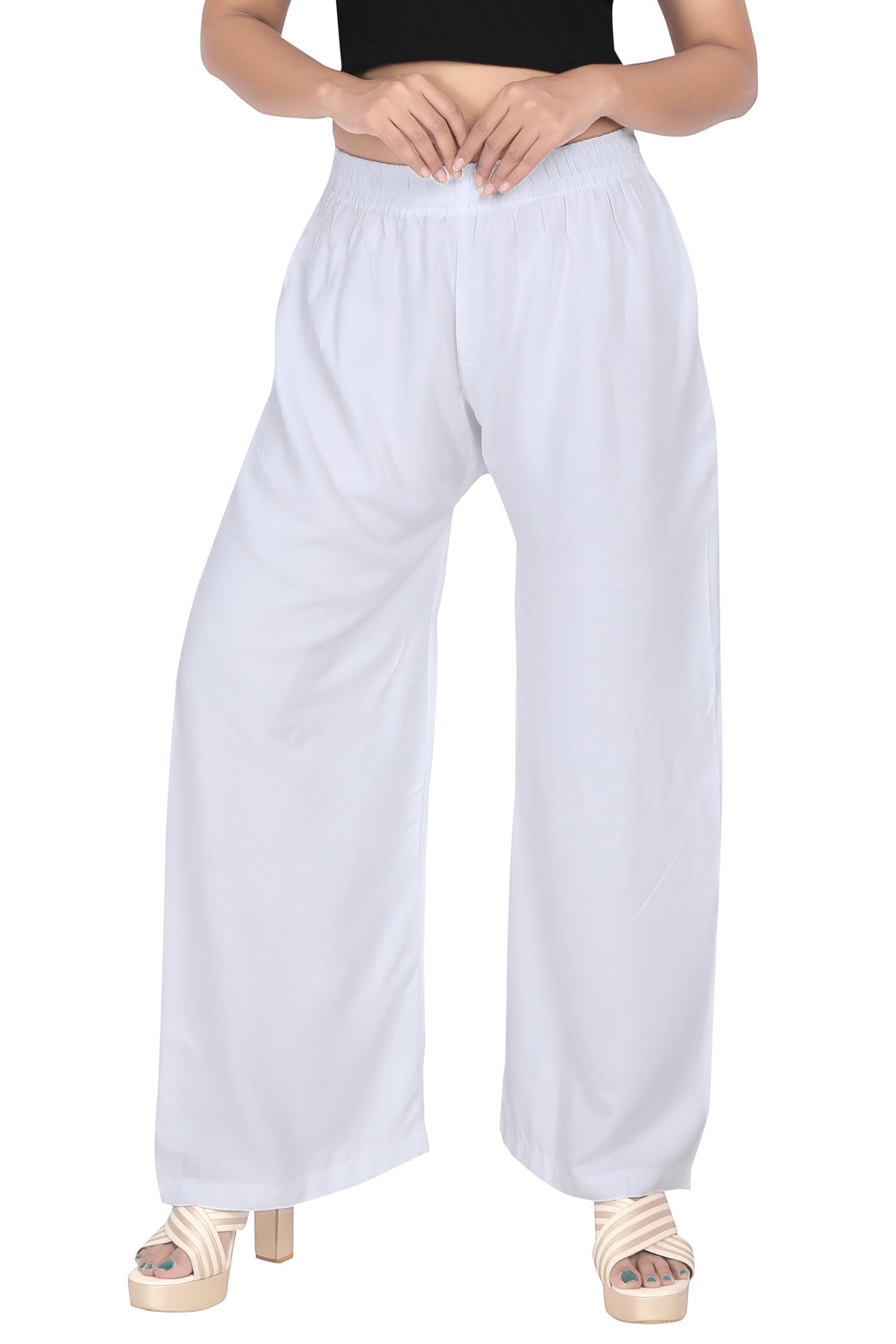 Meniki Women's Relaxed Fit Palazzos Without Drawstring