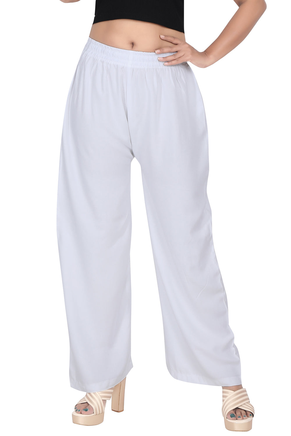 Meniki Women's Relaxed Fit Palazzos Without Drawstring