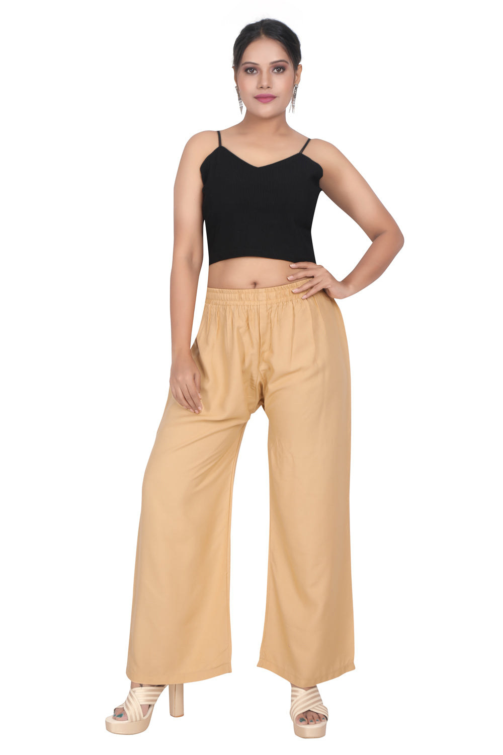 Meniki Women's Relaxed Fit Palazzos Without Drawstring