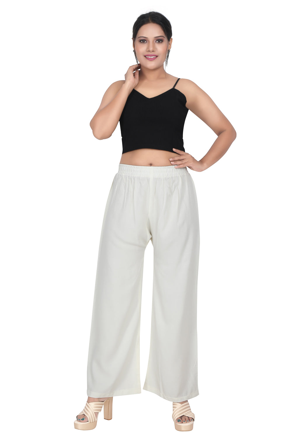 Meniki Women's Relaxed Fit Palazzos Without Drawstring