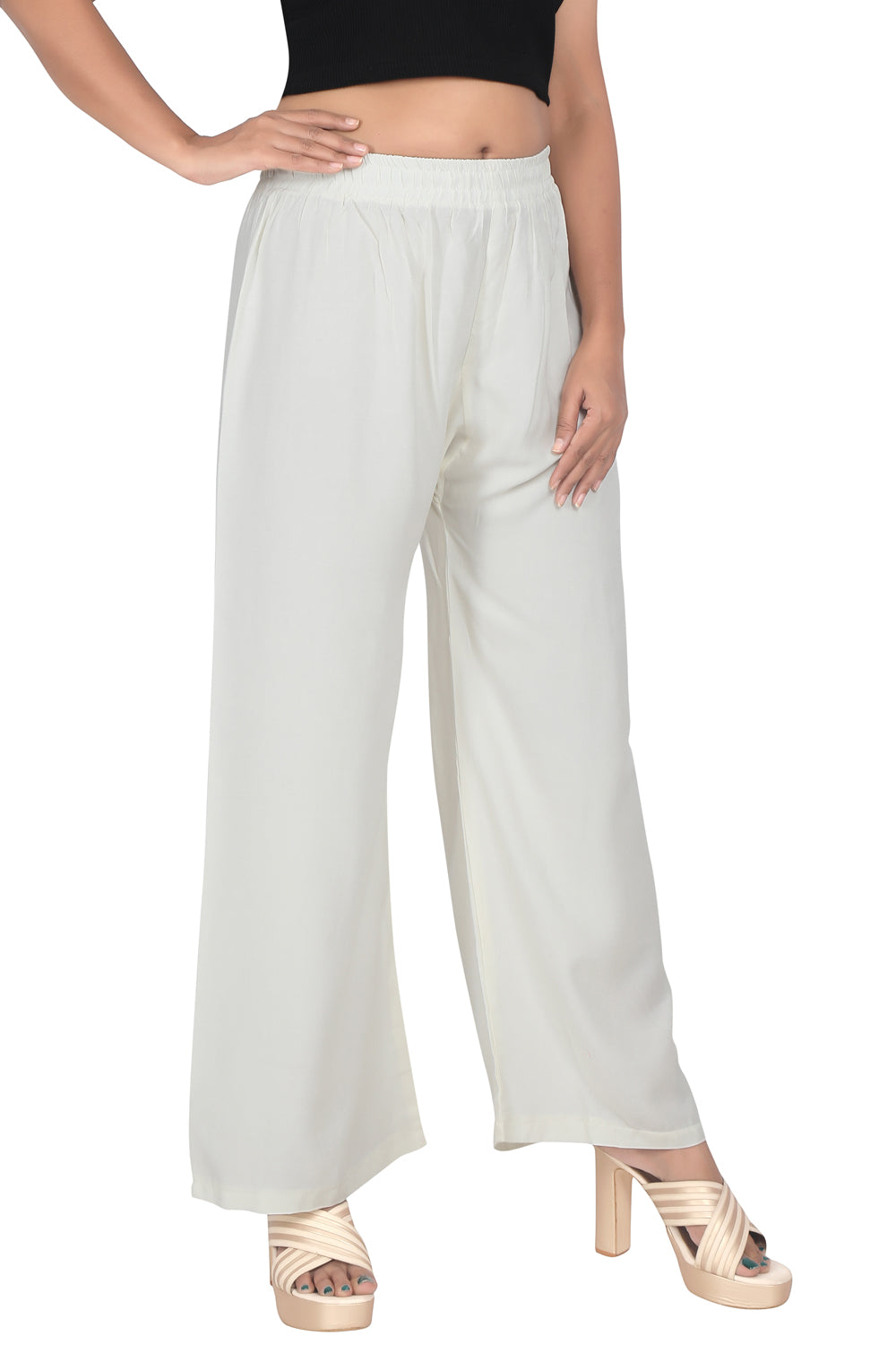 Meniki Women's Relaxed Fit Palazzos Without Drawstring