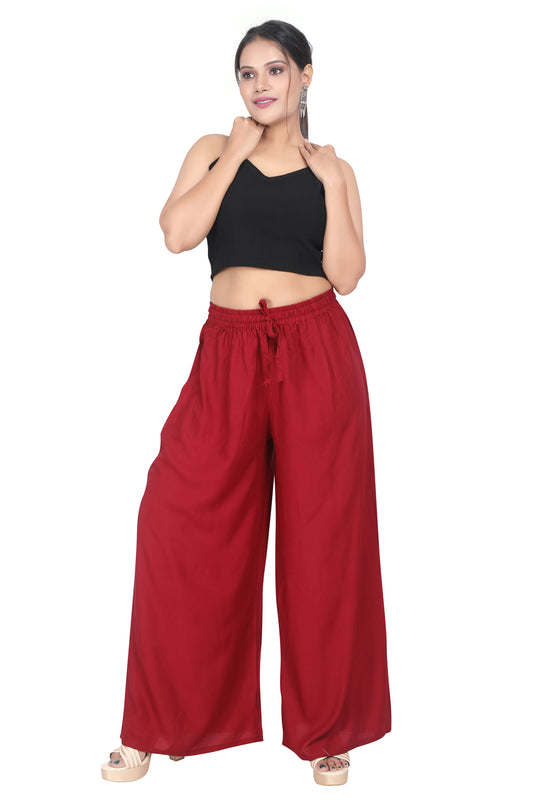 Meniki Women's Relaxed Fit Palazzos With A Drawstring