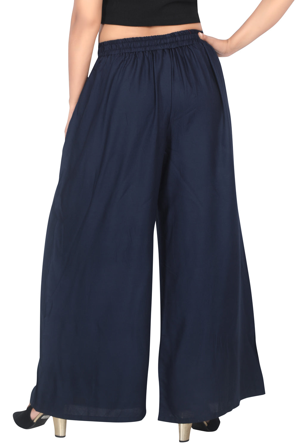 Meniki Women's Relaxed Fit Palazzos With A Drawstring