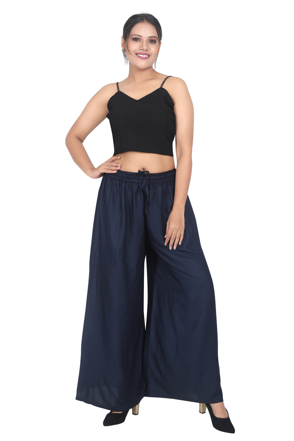 Meniki Women's Relaxed Fit Palazzos With A Drawstring