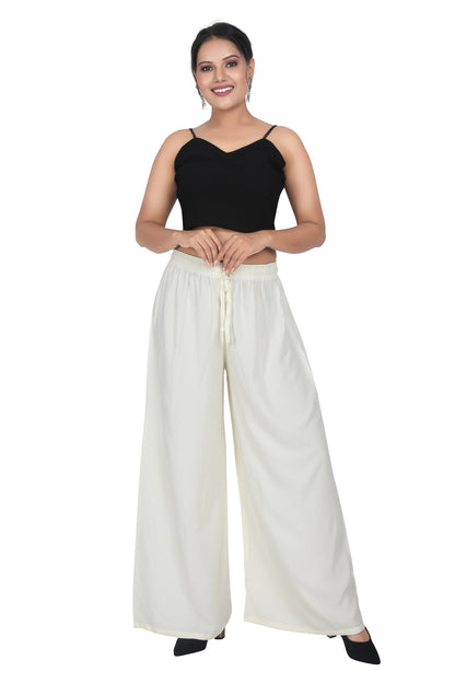 Meniki Women's Relaxed Fit Palazzos With A Drawstring