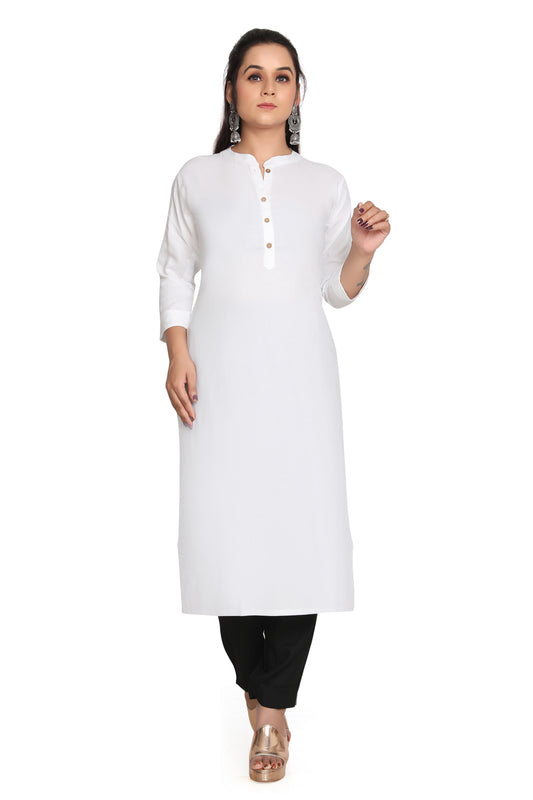 Meniki Women's Rayon Kurti with Wooden Buttons