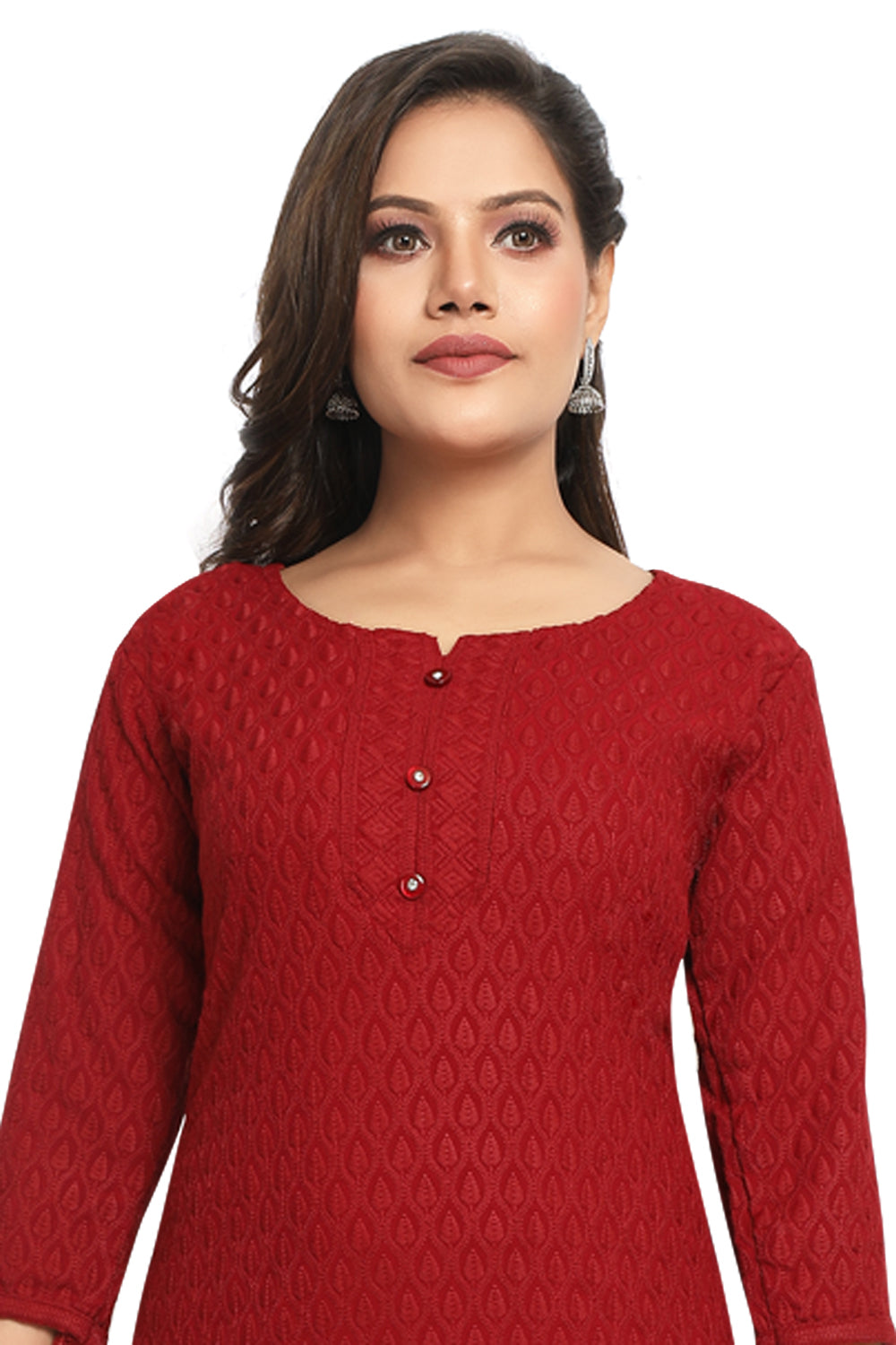 Meniki Women's Chikankari Embroidered Cotton Kurti