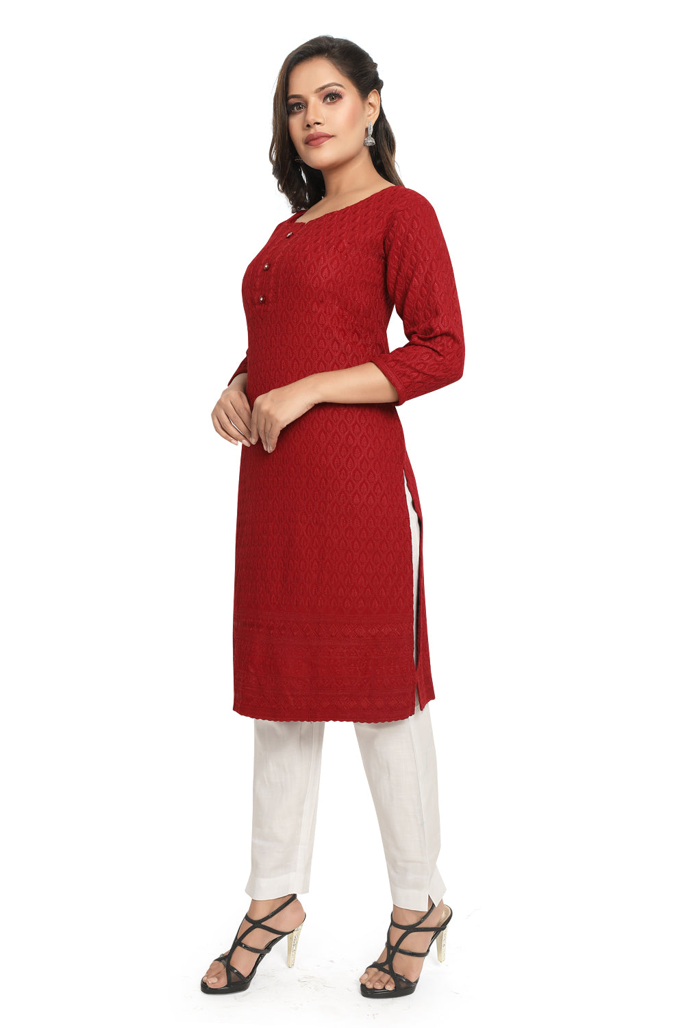 Meniki Women's Chikankari Embroidered Cotton Kurti