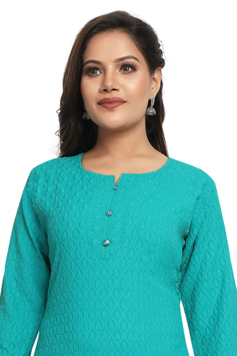 Meniki Women's Chikankari Embroidered Cotton Kurti