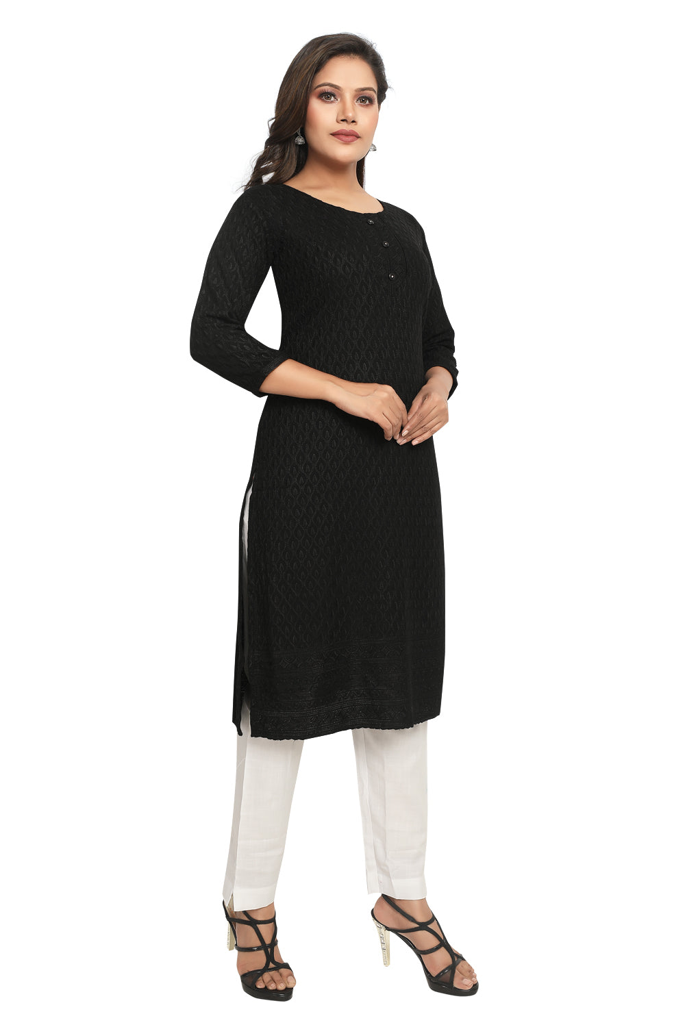 Meniki Women's Chikankari Embroidered Cotton Kurti