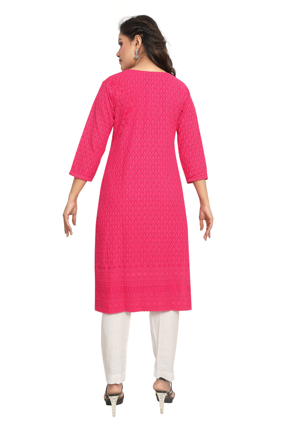 Meniki Women's Chikankari Embroidered Cotton Kurti