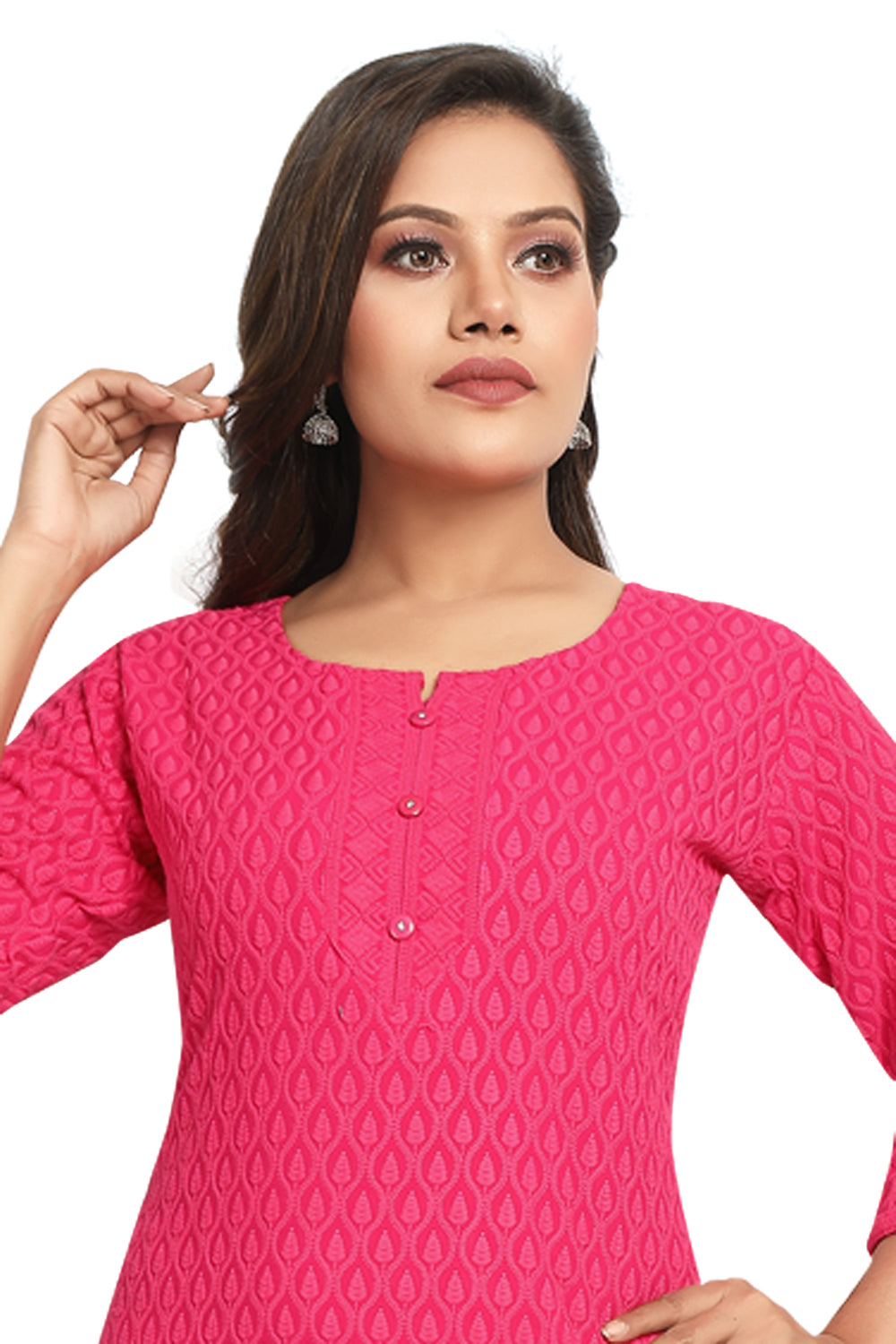 Meniki Women's Chikankari Embroidered Cotton Kurti