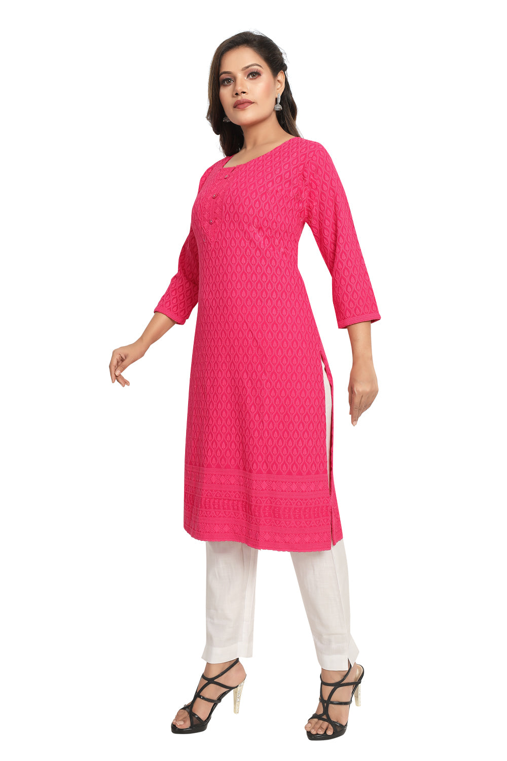 Meniki Women's Chikankari Embroidered Cotton Kurti