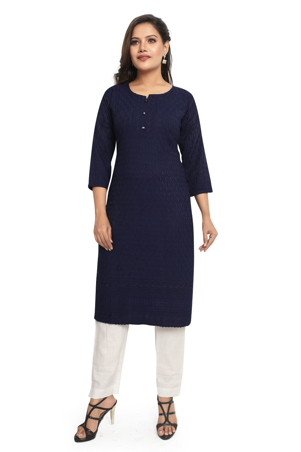 Meniki Women's Chikankari Embroidered Cotton Kurti