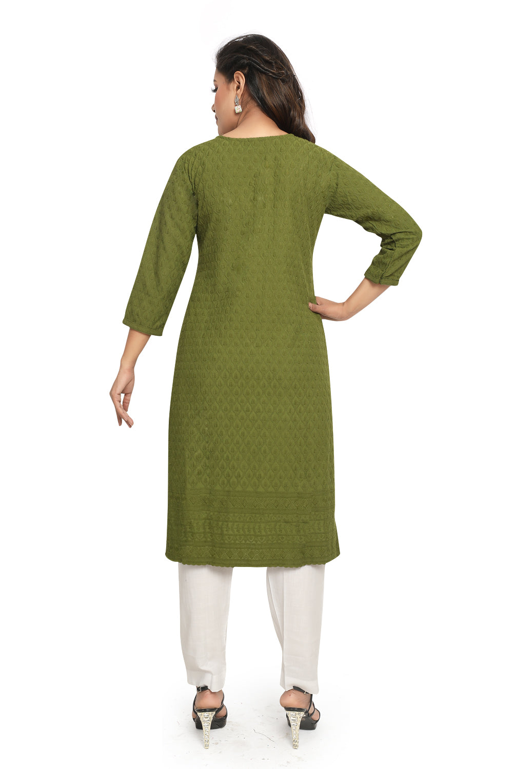 Meniki Women's Chikankari Embroidered Cotton Kurti