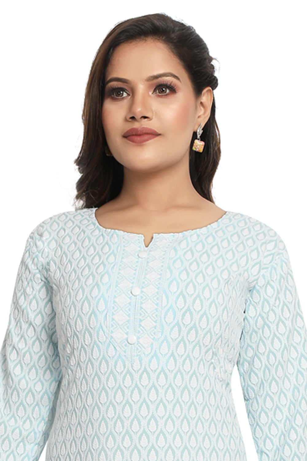 Meniki Women's Chikankari Embroidered Cotton Kurti