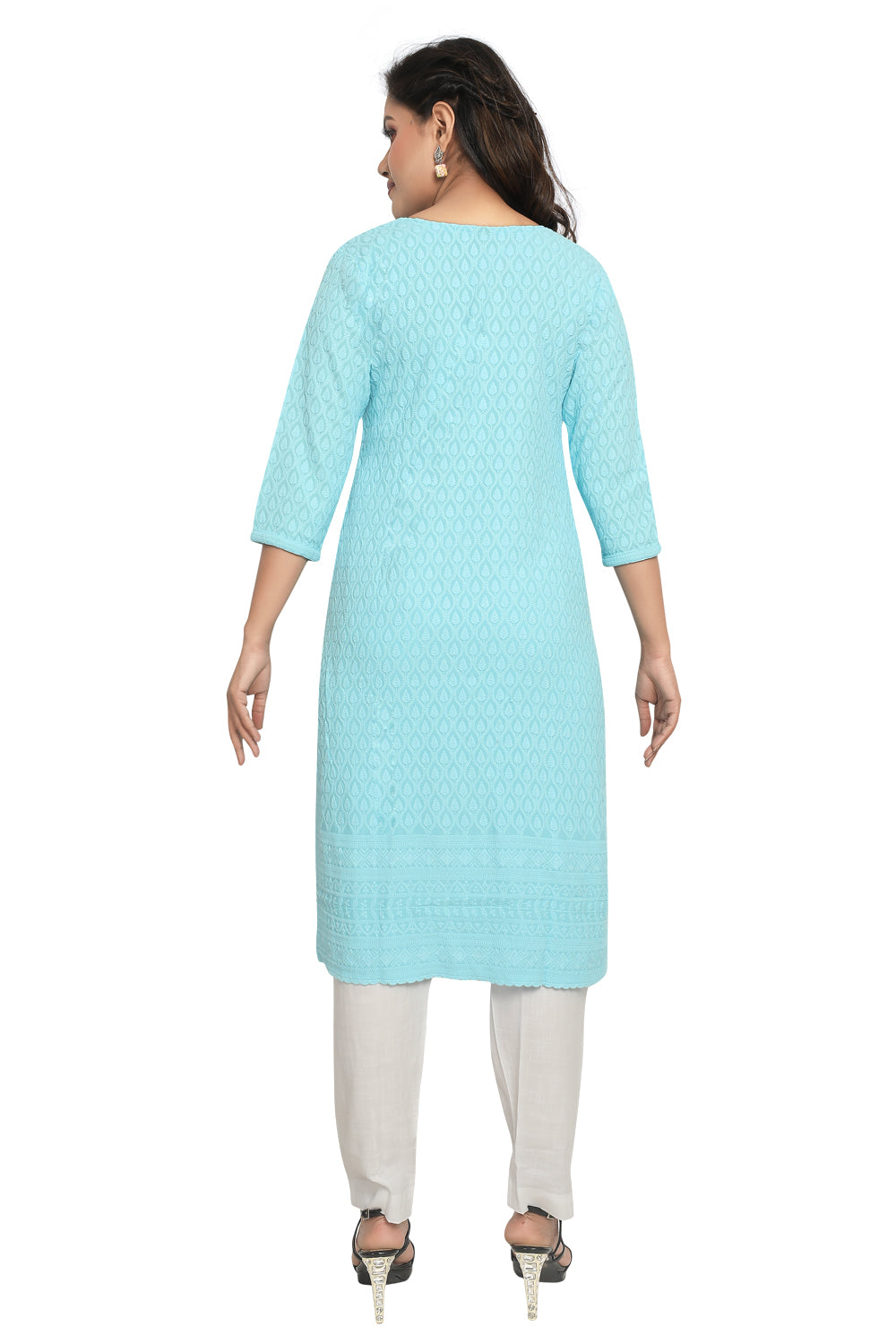 Meniki Women's Chikankari Embroidered Cotton Kurti