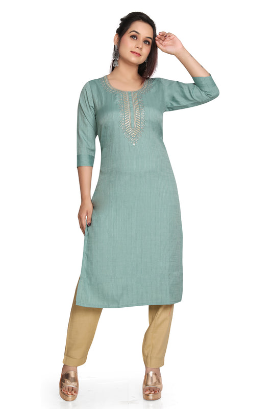 Meniki Women's Sequence and Thread Embroidered Kurti