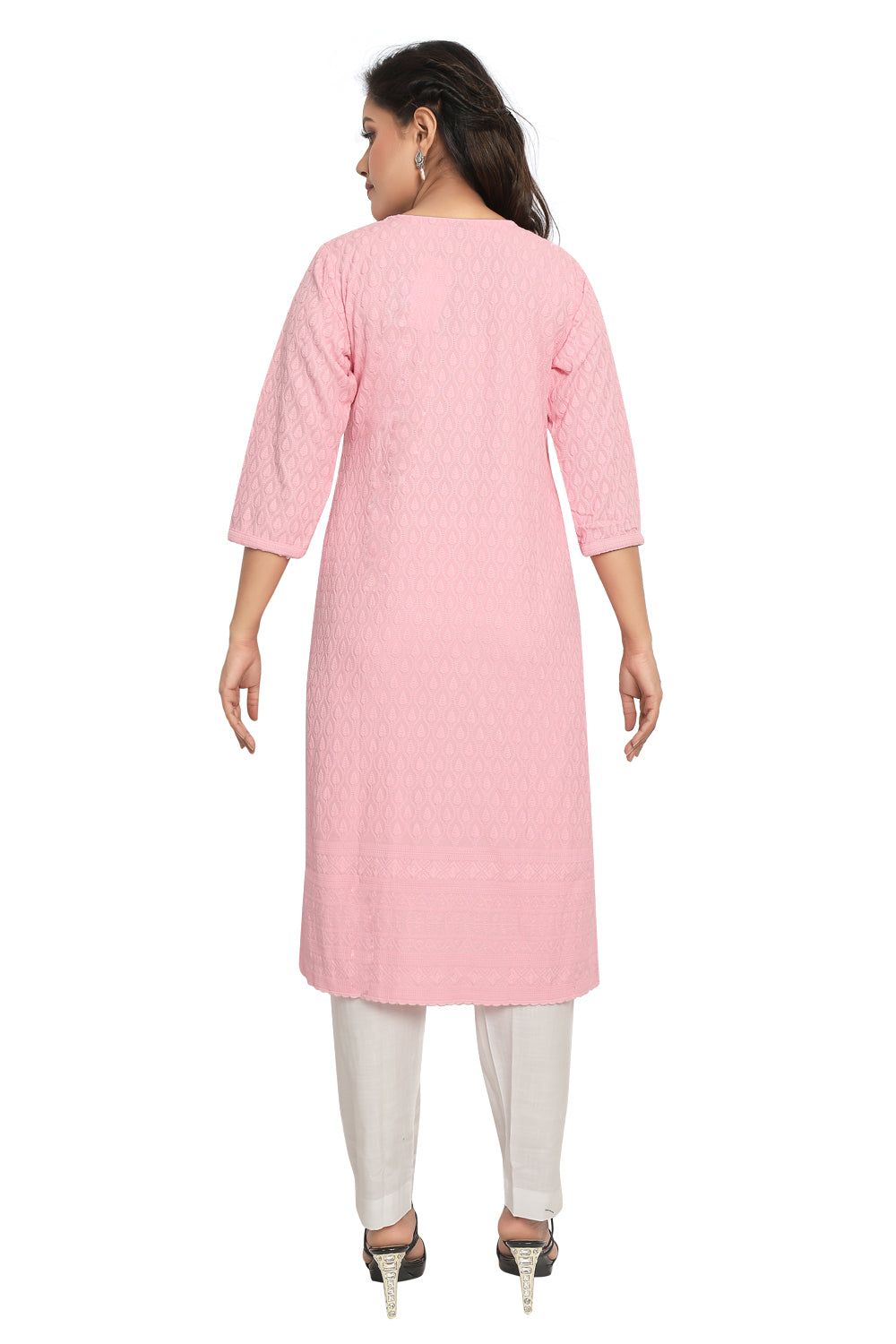 Meniki Women's Chikankari Embroidered Cotton Kurti