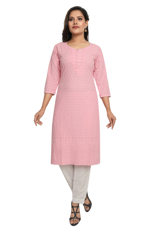 Meniki Women's Chikankari Embroidered Cotton Kurti