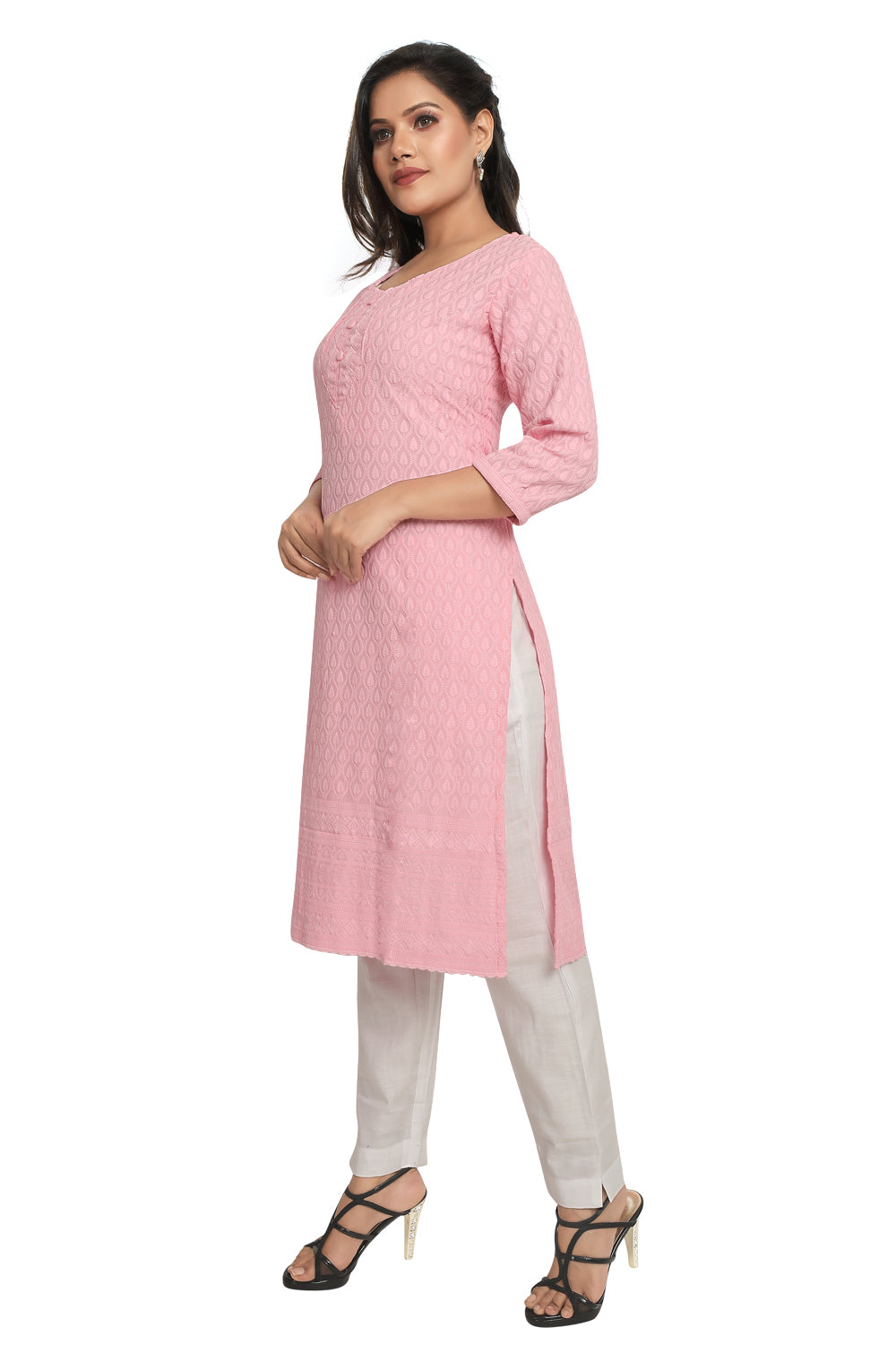 Meniki Women's Chikankari Embroidered Cotton Kurti