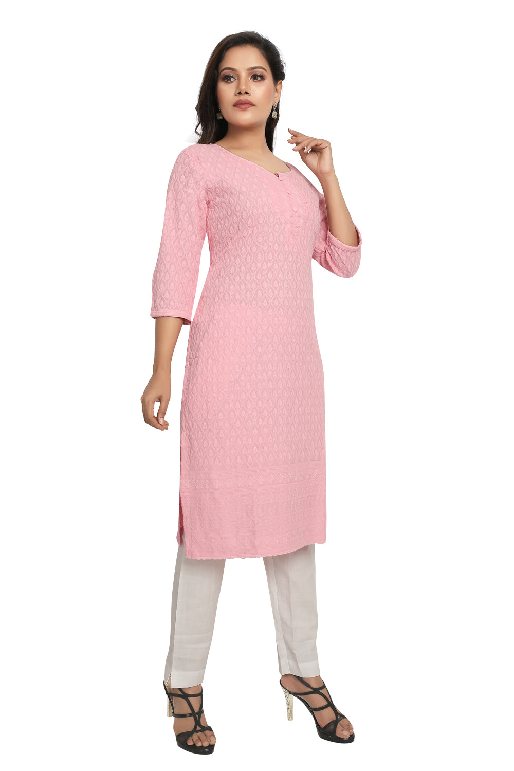 Meniki Women's Chikankari Embroidered Cotton Kurti