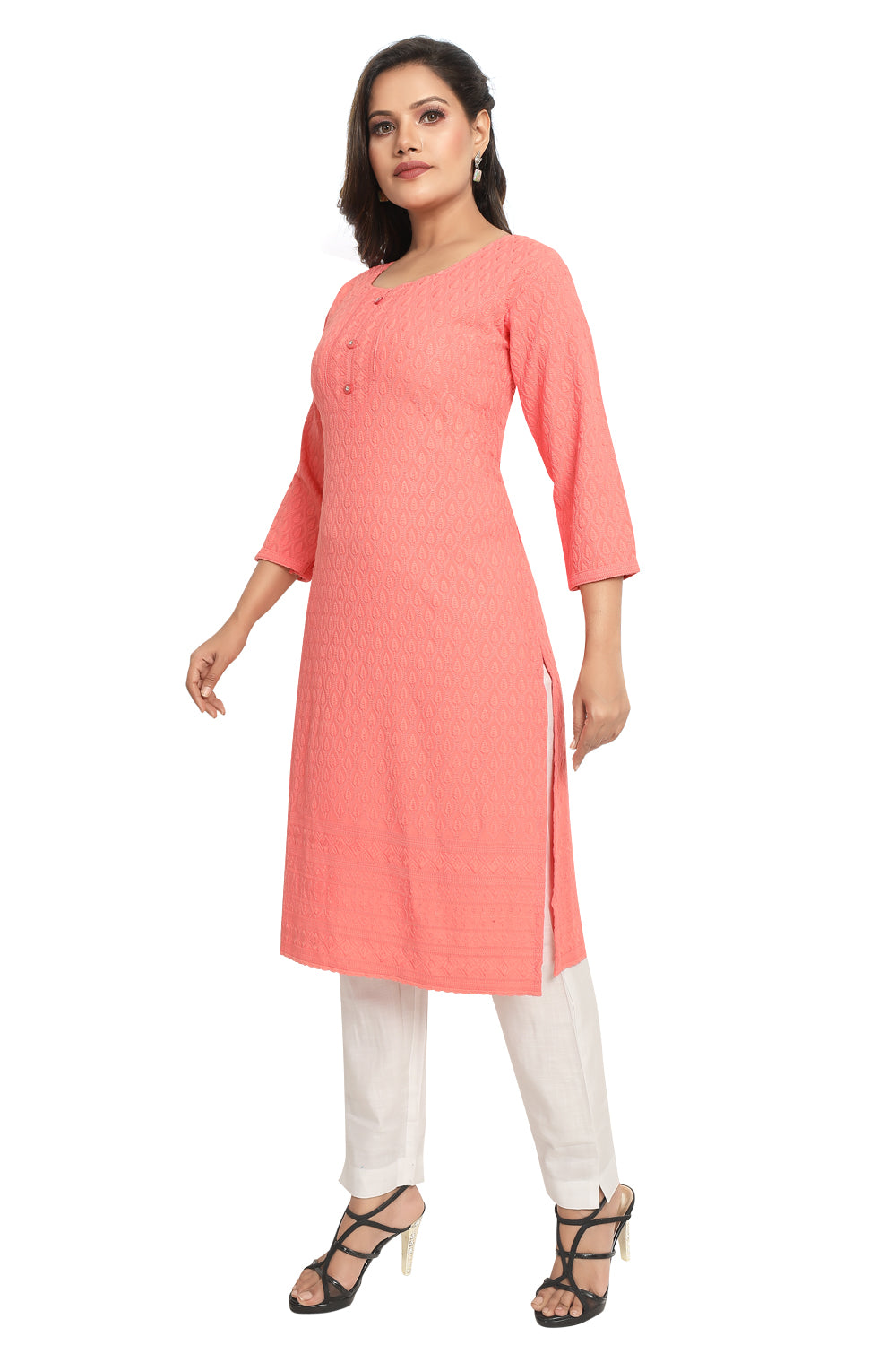 Meniki Women's Chikankari Embroidered Cotton Kurti