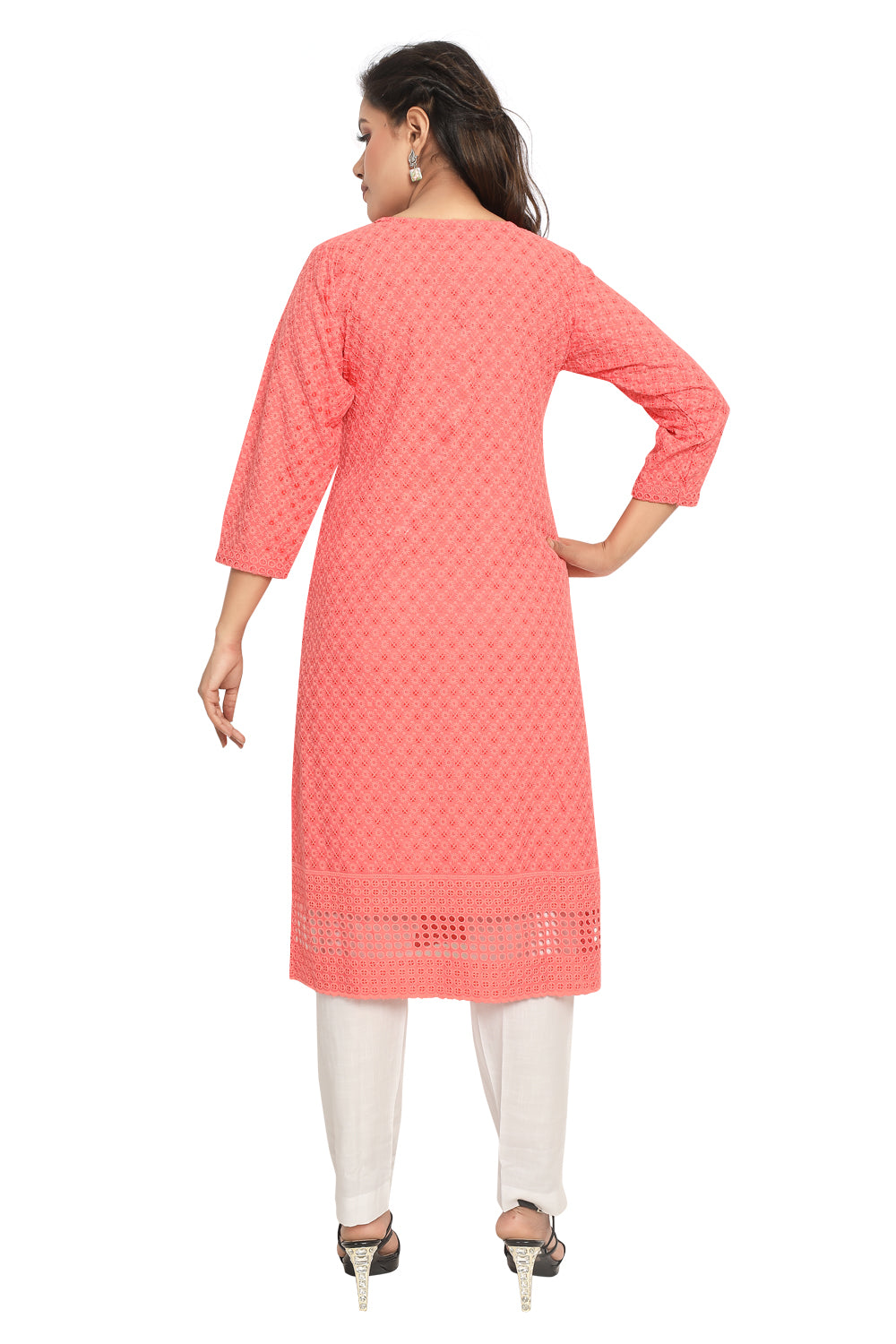 Meniki Women's Chikankari Embroidered Cotton Kurti