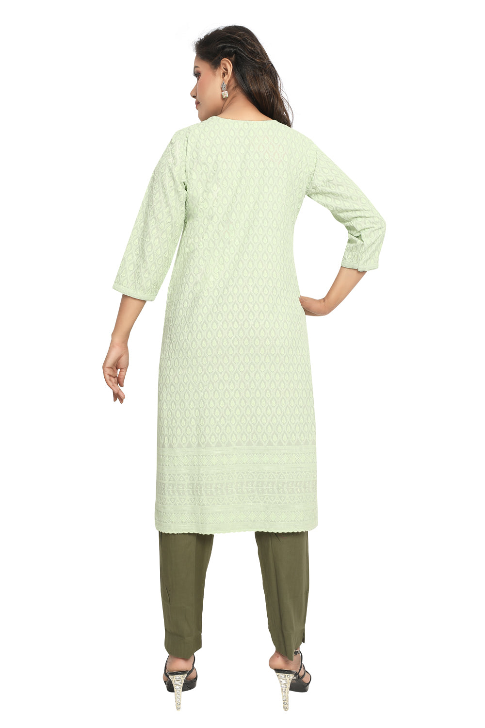 Meniki Women's Chikankari Embroidered Cotton Kurti