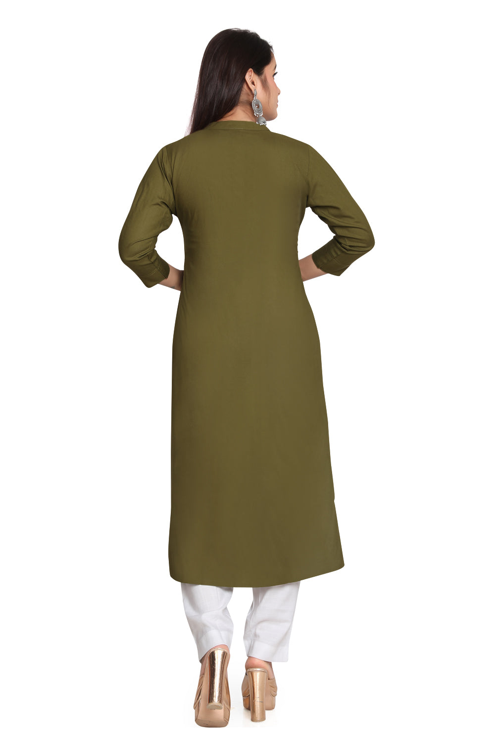 Meniki Women's Rayon Kurti With Wooden Buttons