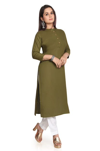 Meniki Women's Rayon Kurti With Wooden Buttons